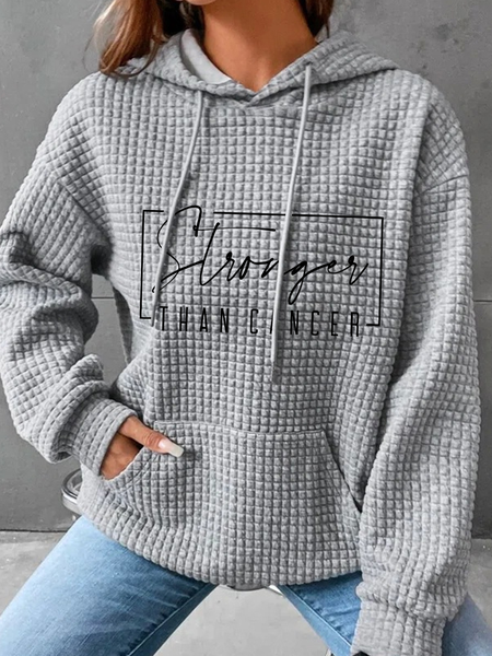 

Stronger Than Cancer Breast Cancer Simple Loose Hoodie, Gray, Hoodies&Sweatshirts