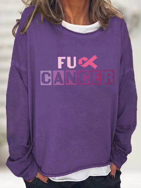 

Breast Cancer Awareness Crew Neck Casual Sweatshirt, Deep purple, Hoodies&Sweatshirts