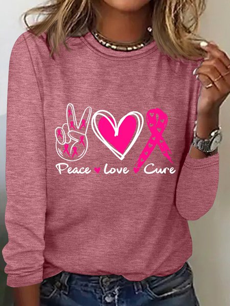 

Peace Love Cure Breast Cancer Long Sleeve Shirt, Watermelon, Long sleeves