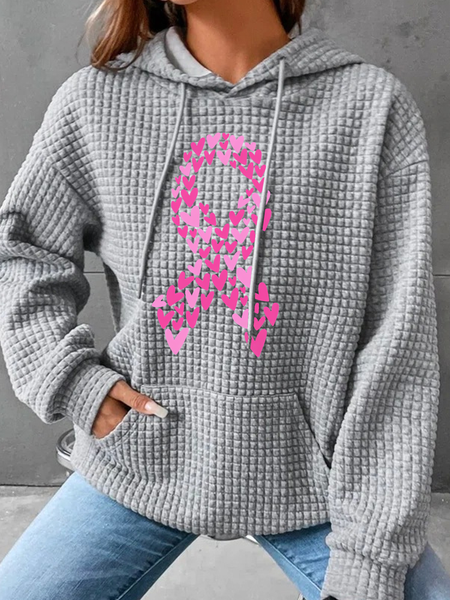 

Breast Cancer Awareness Simple Loose Hoodie, Gray, Hoodies&Sweatshirts