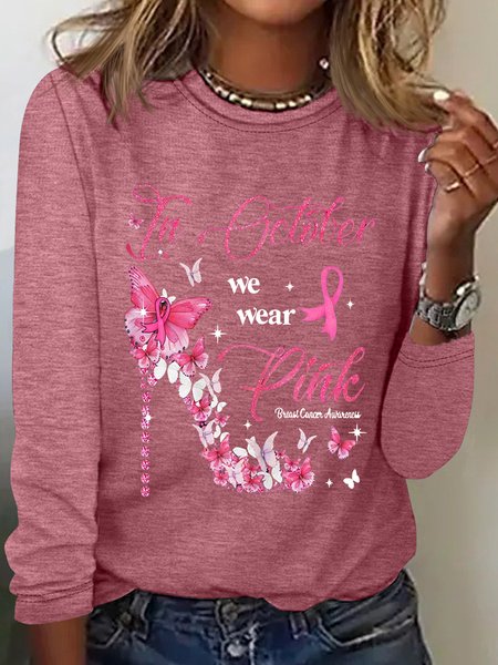

Breast Cancer Cancer Support Long Sleeve Shirt, Watermelon, Long sleeves