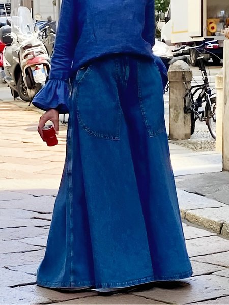 

Loose Casual Pocket Stitching Denim Jeans, Denim blue, Jeans