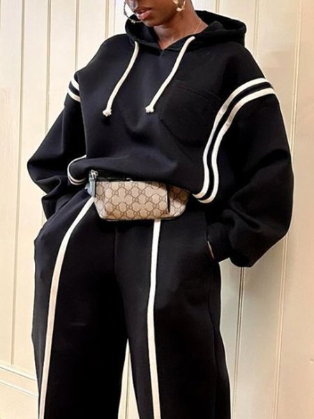

Color Block Raglan Sleeves Casual Split Joint Hoodie, Black-white, Hoodies and Sweatshirts