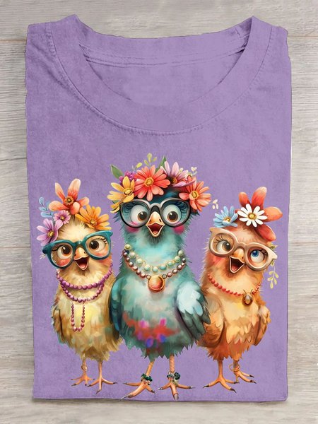 

Casual Turkey Crew Neck Short Sleeve T-shirt, Purple, T-shirts