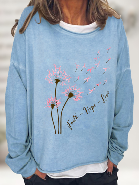 

Faith Hope Love Dandelion Pink Ribbon Dandelion Casual Sweatshirt, Light blue, Hoodies&Sweatshirts