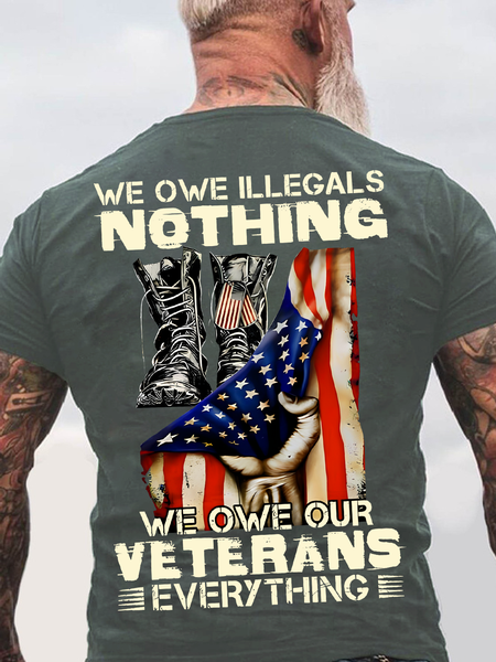 

We Owe Illegals Nothing Back Cotton T-Shirt, Dark gray, T-shirts