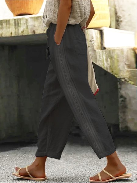 Plain Loose Casual Pants, Deep gray, Pants