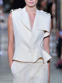 

Plain Buttoned Urban Cross Neck Jacket, White, Vests and Gilets