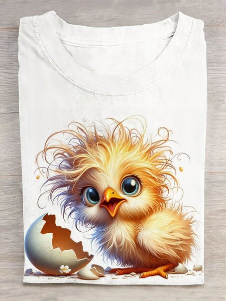 Casual Turkey Crew Neck Short Sleeve T-shirt, White, T-shirts