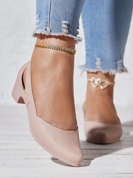 

Chunky Heel Plain Leather Flat, Pink, Flats