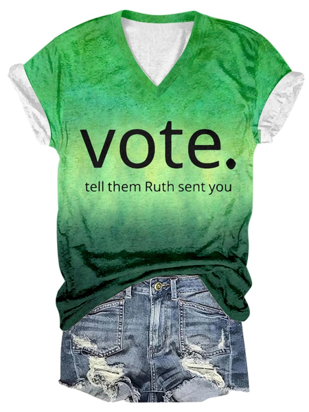 

Funny Vote Casual Loose T-Shirt, Lightgreen, T-shirts