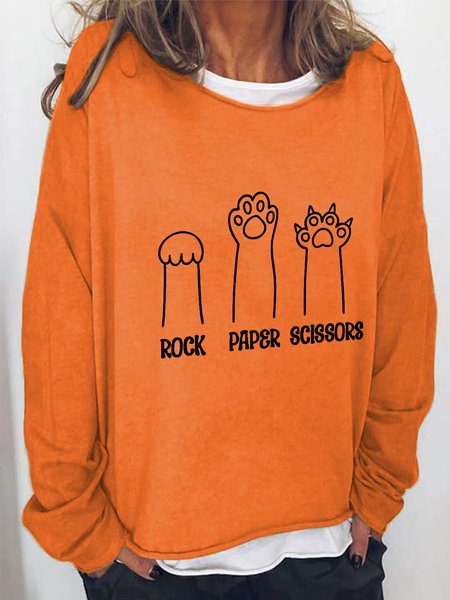 Rock Paper Scissors Casual Sweatshirt, Orange, Hoodies&Sweatshirts