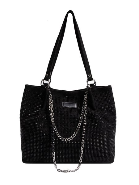 

Glamorous Large Capacity Rhinestone Decor Shoulder Tote Bag, Black, Bags
