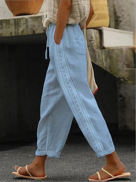 

Casual Plain Long Pant, Light blue, Pants