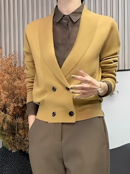 

Regular Fit High Elasticity Casual Shawl Collar Long Sleeve Cardigan, Khaki, Pullovers