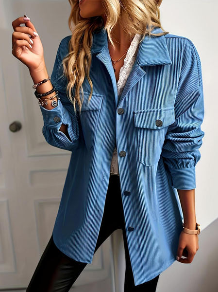

Shawl Collar Plain Casual Loose Jacket, Blue, Jackets