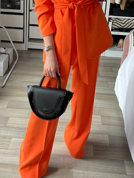 

Plain Pocket Stitching Regular Fit Urban Pants Straight pants, Orange, Pants