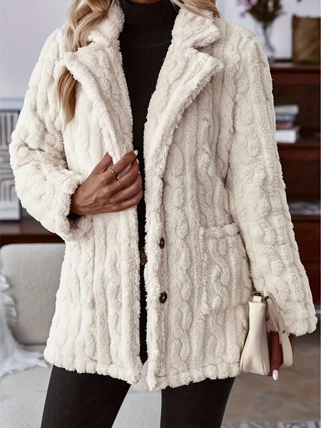 

Shawl Collar Ombre Casual Loose Teddy Jacket, As picture, Outerwear