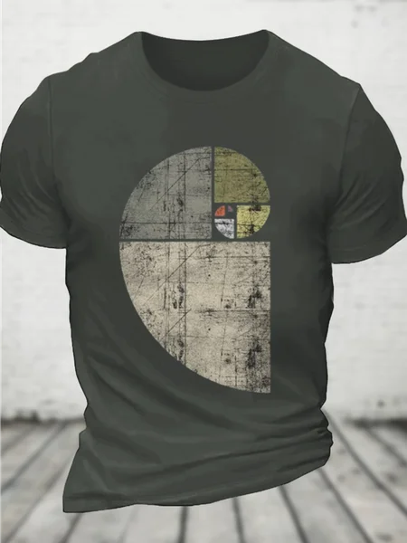 Distressed Fibonacci Cotton T-Shirt, Dark gray, T-shirts