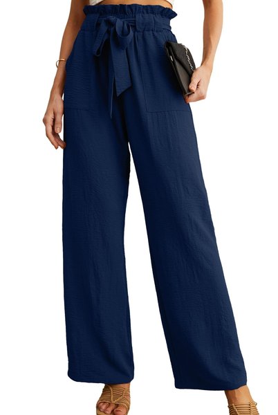 

Casual Floral Long Pant, Navyblue, Pants