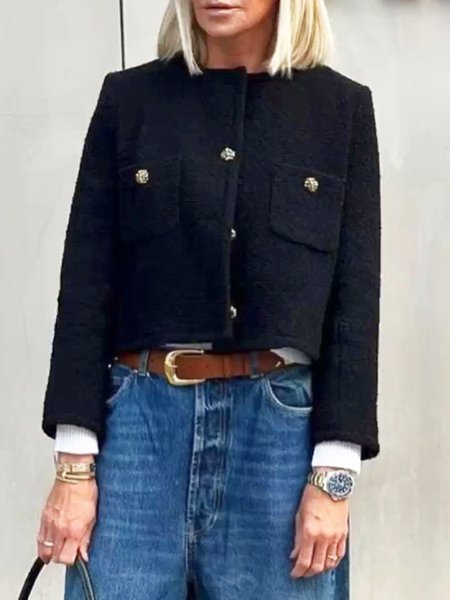

Regular Fit Urban Pocket Stitching Regular Sleeve Jacket, Black, Jackets