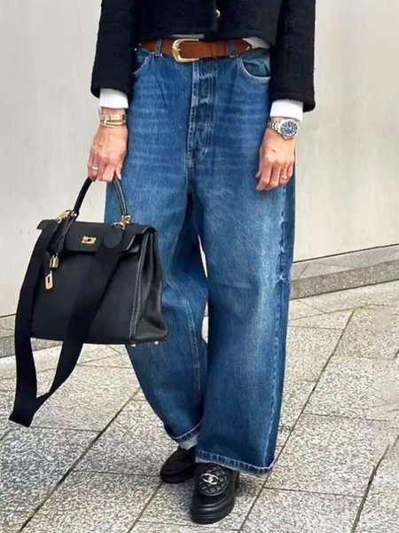 

Denim Casual Plain Regular Fit Jeans, Blue, Jeans