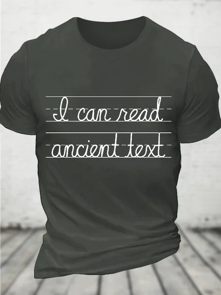 Ancient Text Cotton T-Shirt, Dark gray, T-shirts