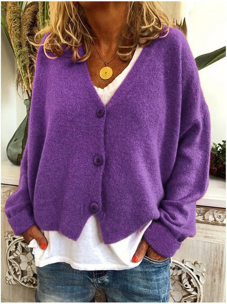

Casual Others Loose Cardigan, Purple, Cardigans