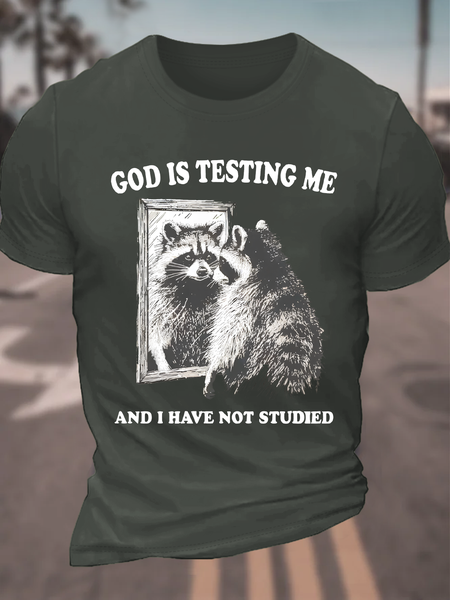 

God Is Testing Me Cotton T-Shirt, Dark gray, T-shirts