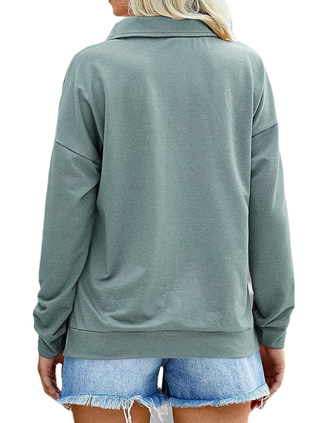 

Casual V Neck Ribbed Sweatshirt Zipper, Gray, Hoodies & Sweatshirts