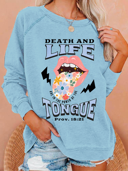 

Death And Life Tongue Christian Casual Sweatshirt, Light blue, Hoodies&Sweatshirts