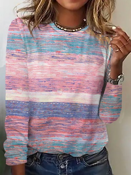 

Abstract Stripes Casual T-Shirt, Multicolor, Long sleeves