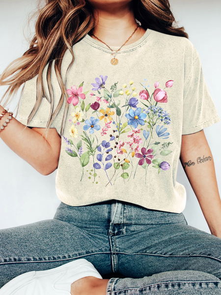 

Women's Wildflowers Vintage Distressed Shirt, Off white, T-shirts