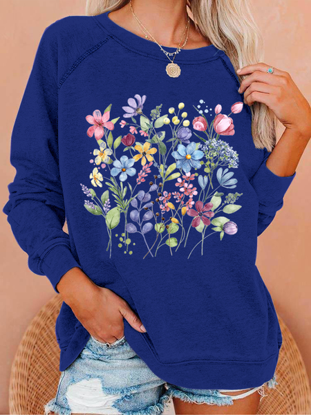 

Women's wildflowers Casual Sweatshirt, Deep blue, Hoodies&Sweatshirts
