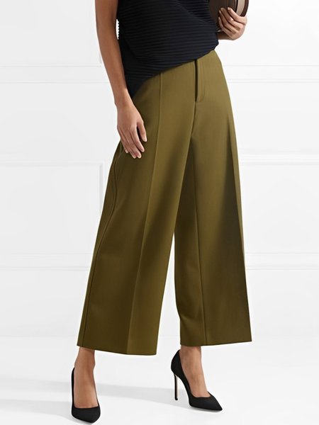 

Urban Regular Fit Pockets Plain Fashion Wide Leg Pants, As picture, Pants