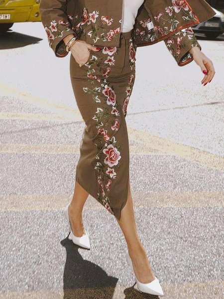 

Urban Regular Fit Floral Embroidery Skirt, As picture, Skirts