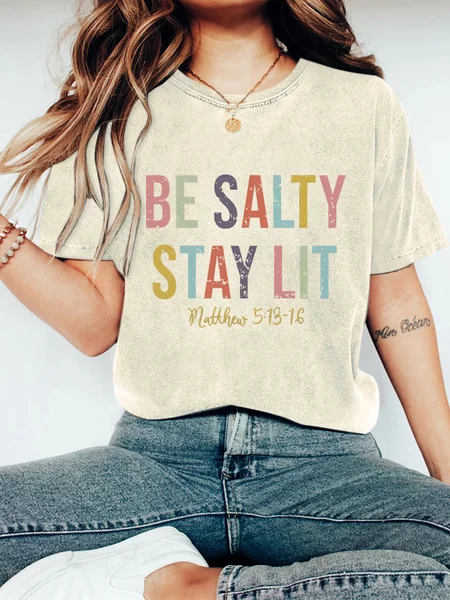 

Be Salty Stay Lit Vintage Distressed Shirt, Off white, T-shirts
