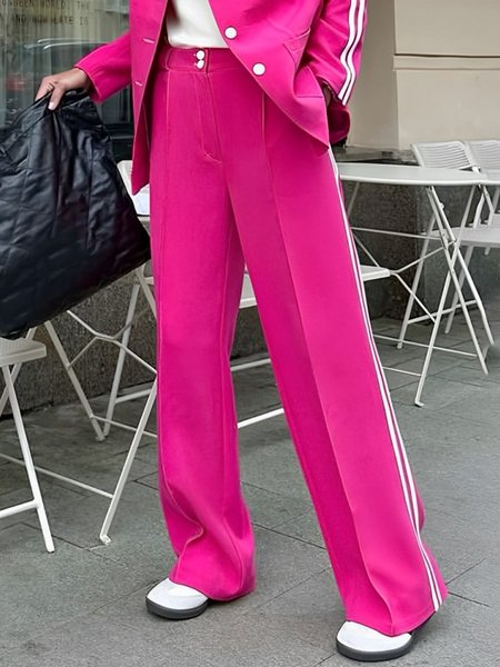 

Regular Fit Pocket Stitching Casual Pants, Deep pink, Pants
