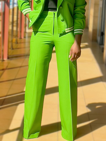 

Regular Fit Plain Pocket Stitching Urban Long Pants Straight pants, Green, Pants