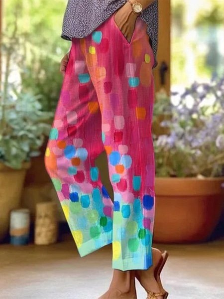 

Casual Floral Long Pant, Rose red, Pants