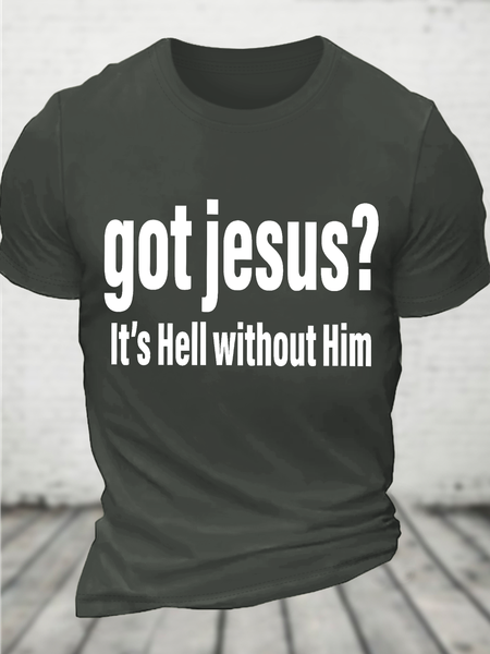 Ancient Text Cotton T-Shirt, Dark gray, T-shirts