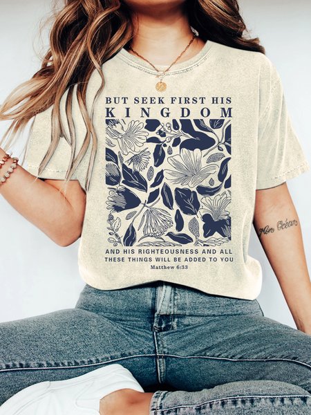 

But Seek First His Kingdom Christian Vintage Distressed Shirt, Off white, T-shirts