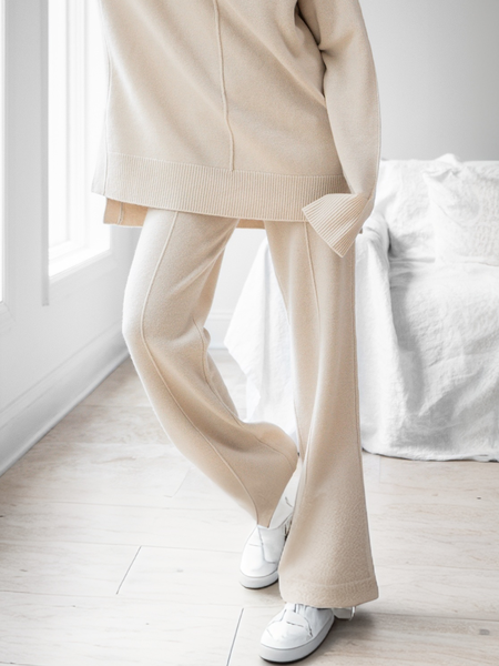 Casual Regular Fit Yarn/Wool Yarn Pocket Stitching Pants, Apricot, Pants