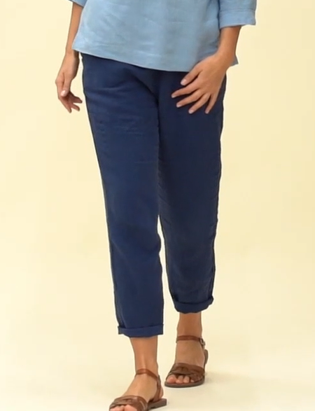 

Cotton Loose Plain Casual Pants, Blue, Pants