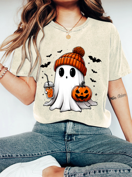 

Cute ghost Halloween Vintage Distressed Shirt, Off white, T-shirts