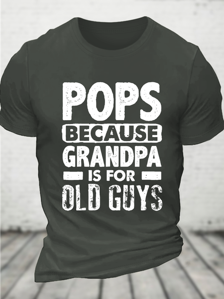 

Pops Because Grandpa Cotton T-Shirt, Dark gray, T-shirts