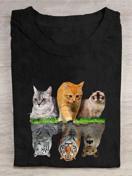 

Casual Cat T-Shirt, Black, T-shirts