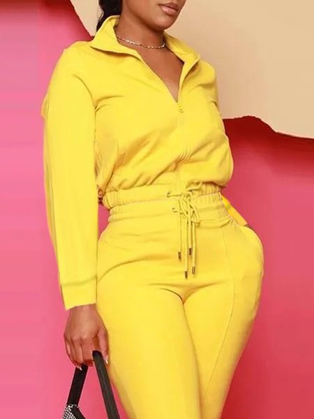 

Regular Sleeve Half Open Collar Casual Sweatshirt, Yellow, Hoodies and Sweatshirts