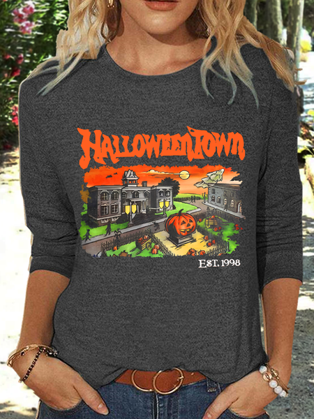 

Vintage Halloween Town Est 1998 Long Sleeve Shirt, Deep gray, Long sleeves