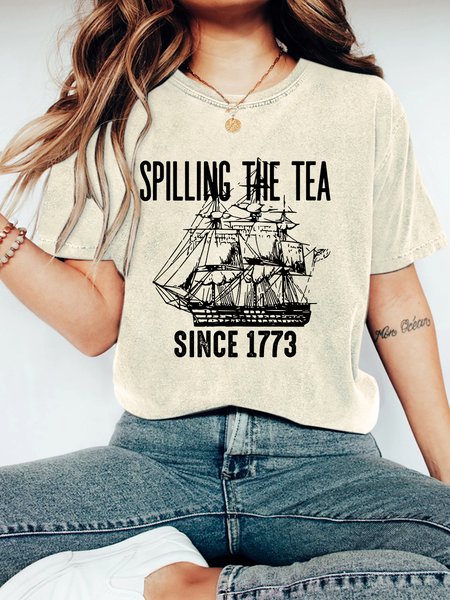 

Spilling The Tea Since 1773 Vintage Distressed Shirt, Off white, T-shirts